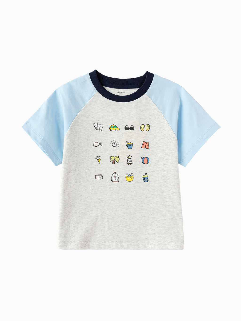 Balabala Kids Raglan Graphic T Shirt Light Yellow,Light Melange Gray