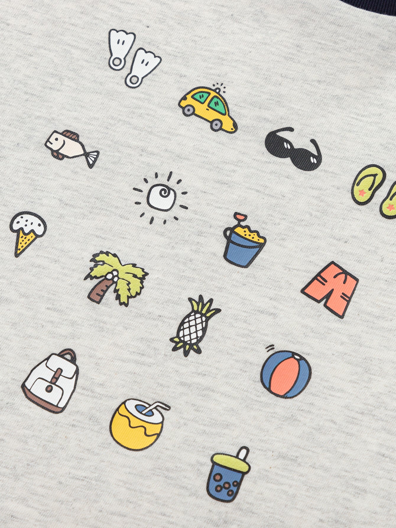 Balabala Kids Raglan Graphic T Shirt Light Yellow,Light Melange Gray