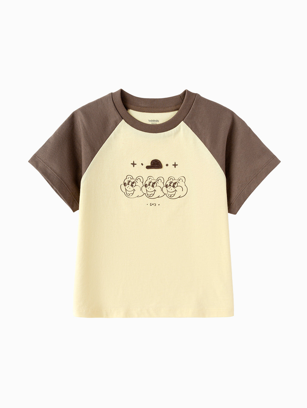 Balabala Kids Raglan Graphic T Shirt Light Yellow,Light Melange Gray