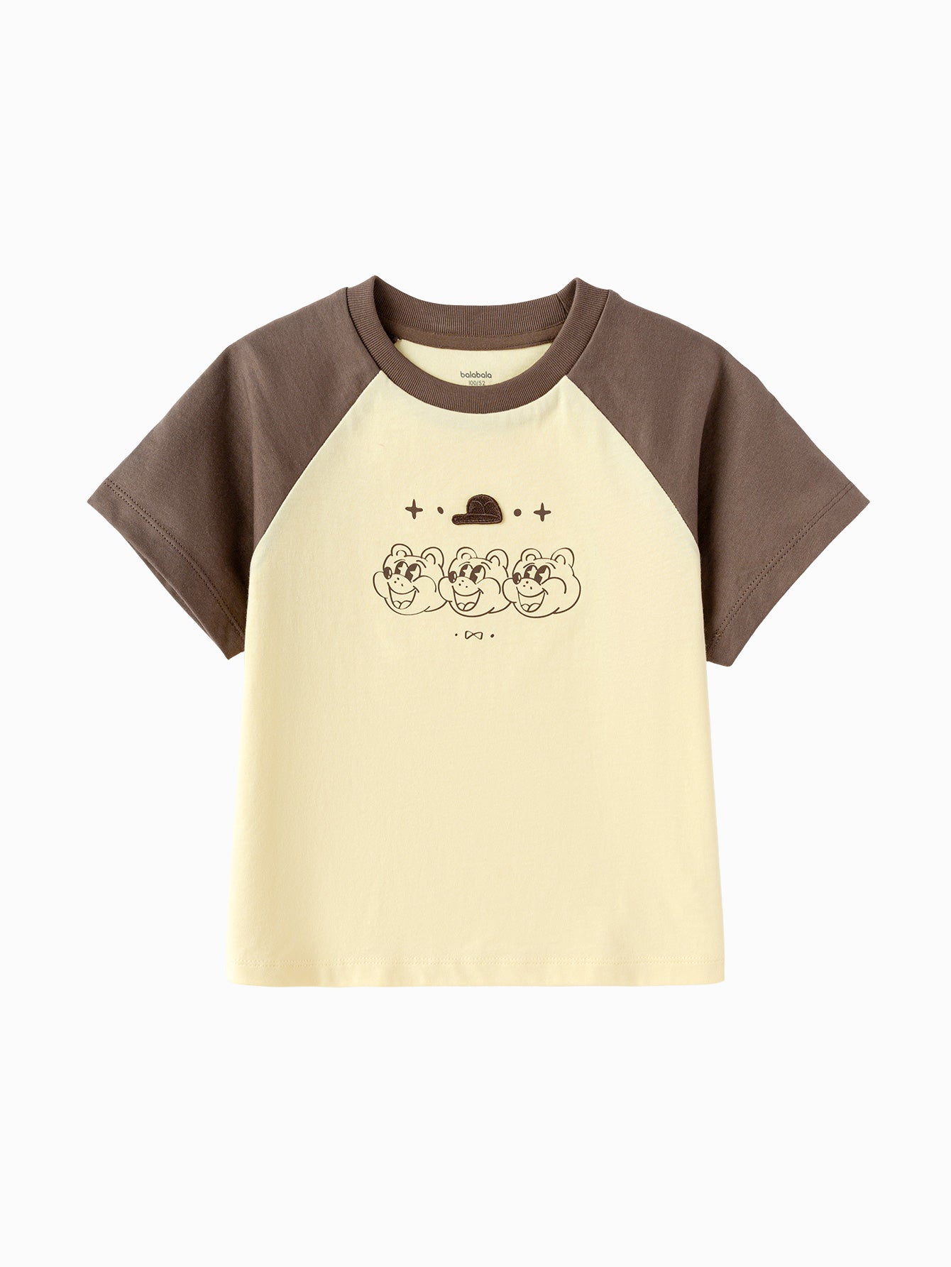 Balabala Kids Raglan Graphic T Shirt Light Yellow,Light Melange Gray
