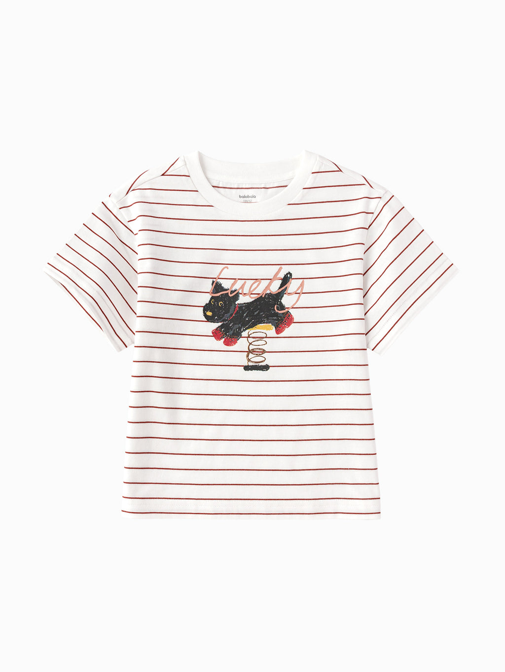 Balabala Girls Striped Graphic T Shirt Red Blue