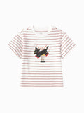 Balabala Girls Striped Graphic T Shirt Red Blue