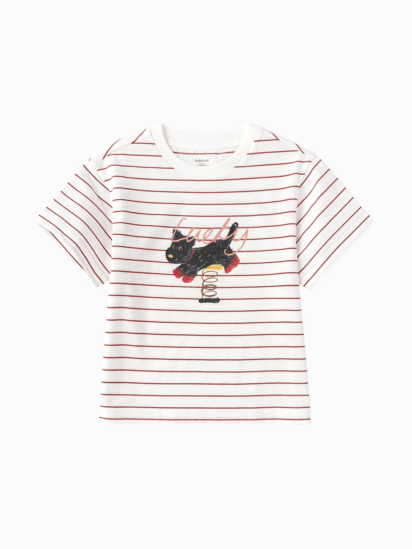 Balabala Girls Striped Graphic T Shirt Red Blue