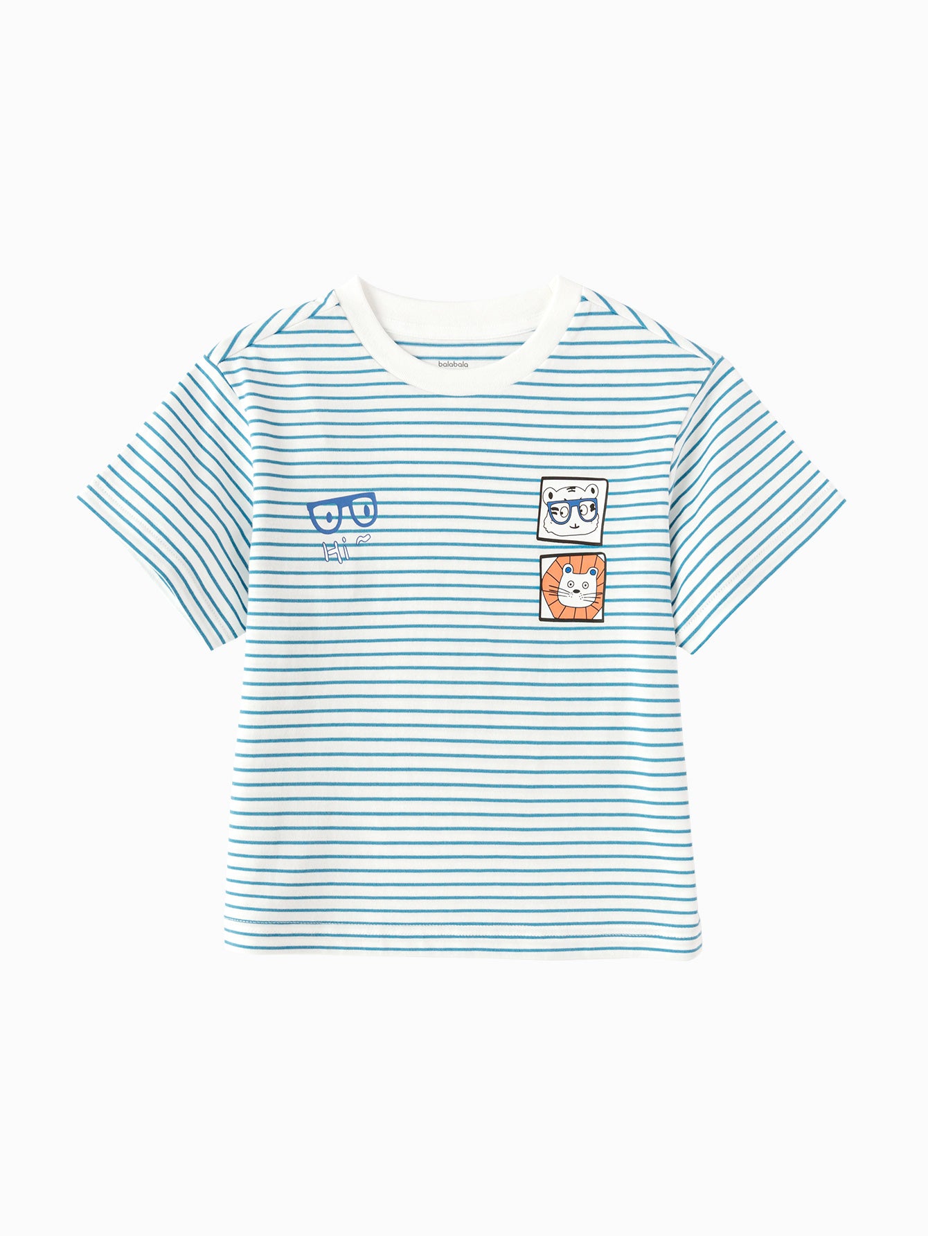 Balabala Girls Striped Graphic T Shirt Red Blue