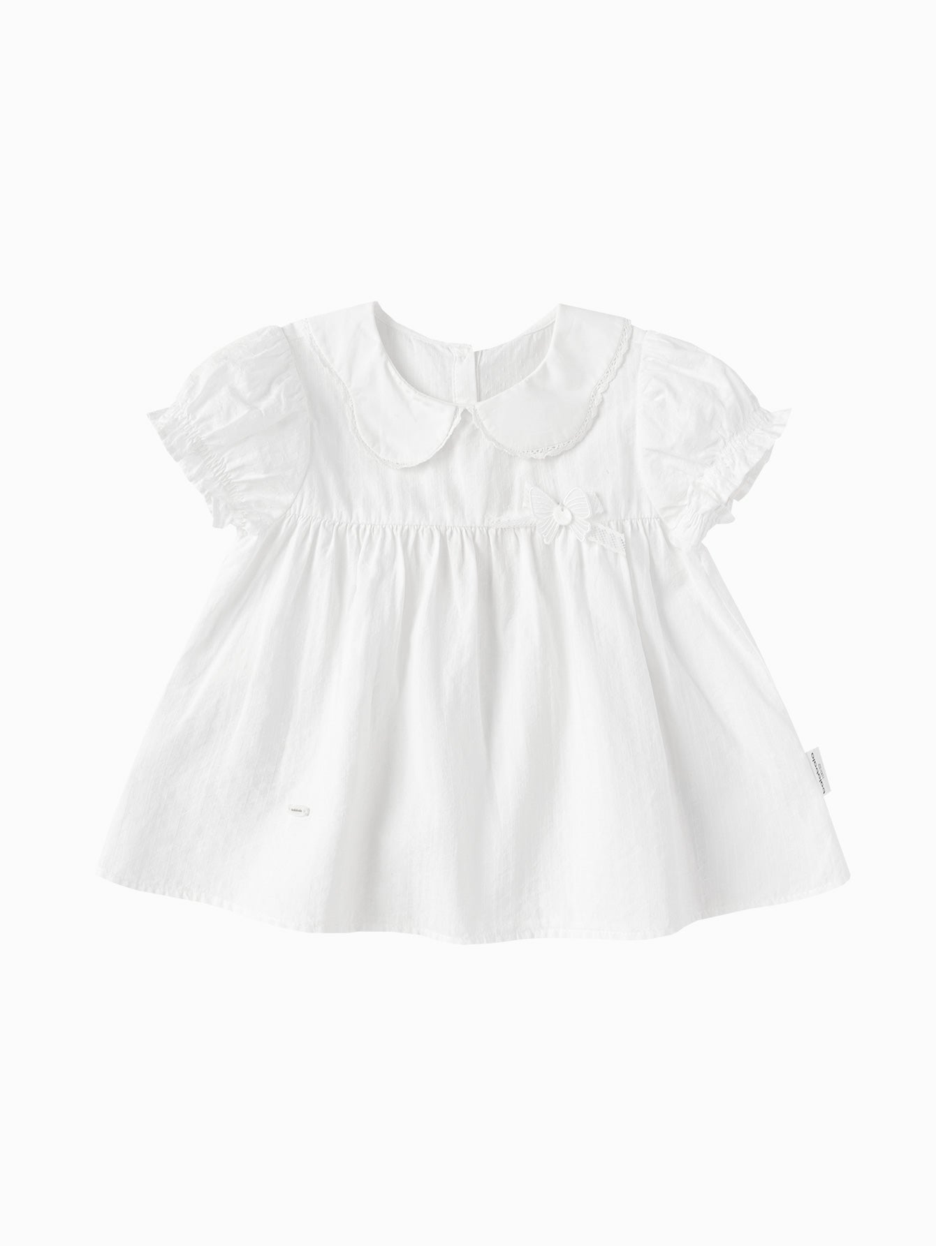 Balabala Girls Peter Pan Collar Dress White,Blue