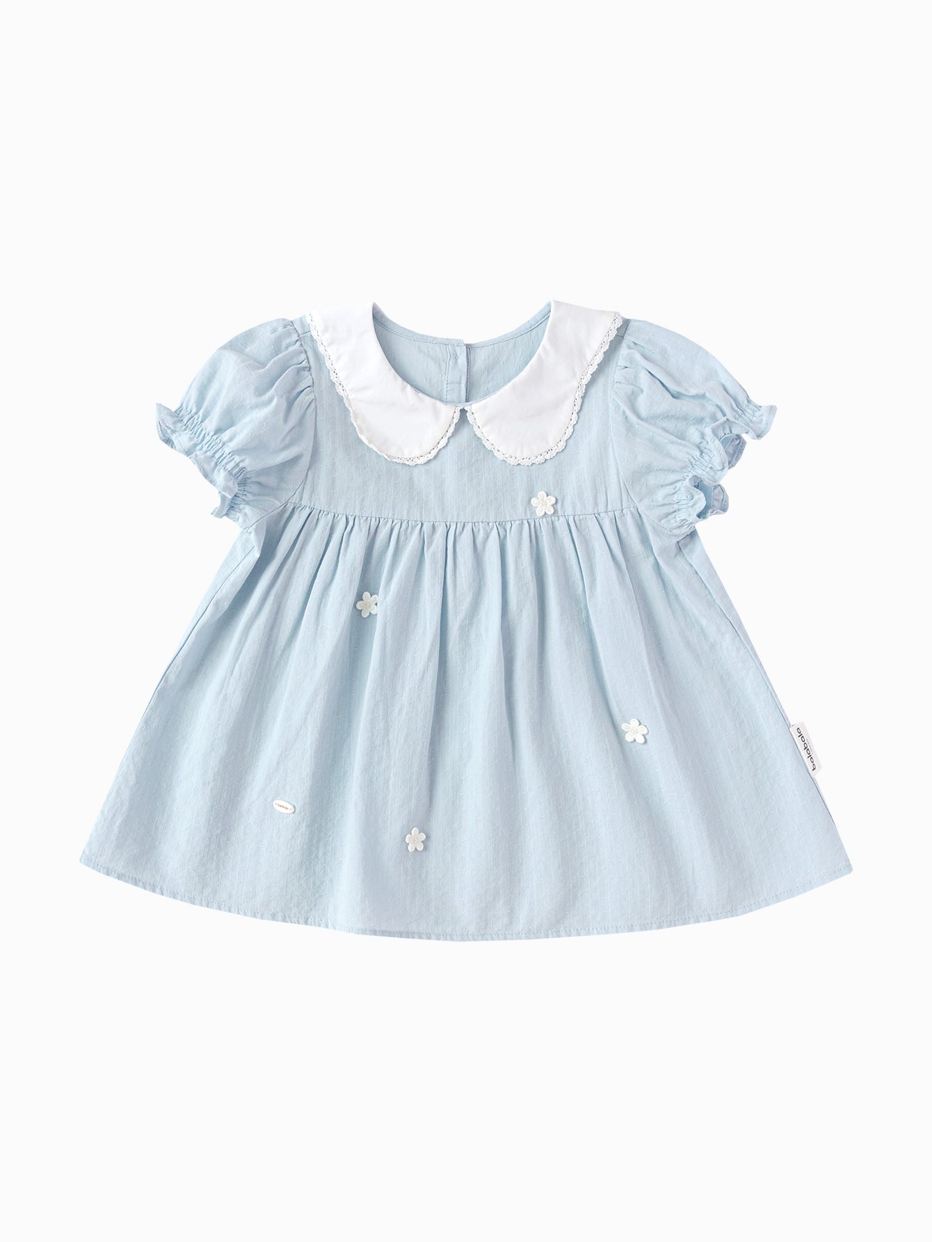 Balabala Girls Peter Pan Collar Dress White,Blue