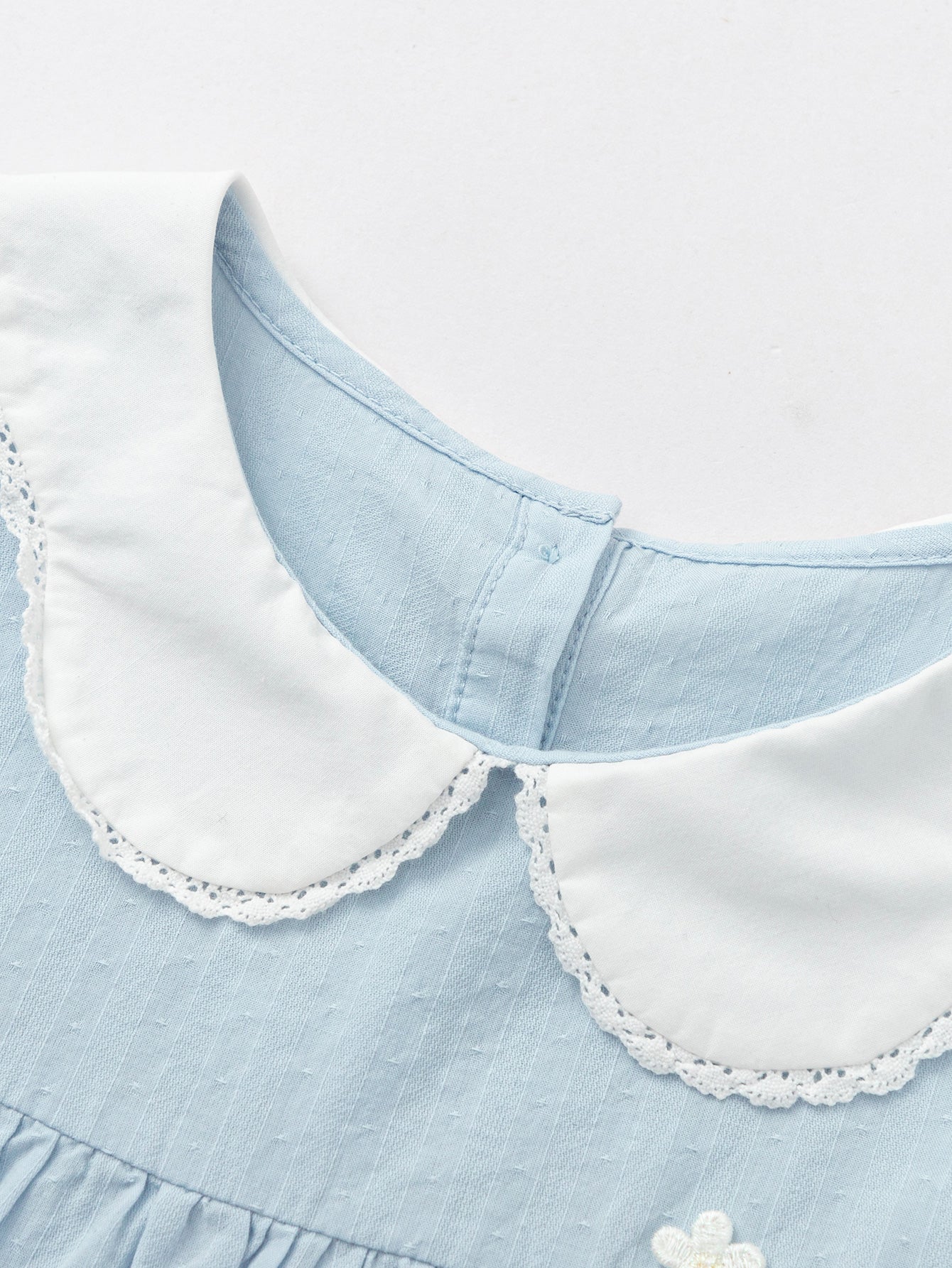 Balabala Girls Peter Pan Collar Dress White,Blue