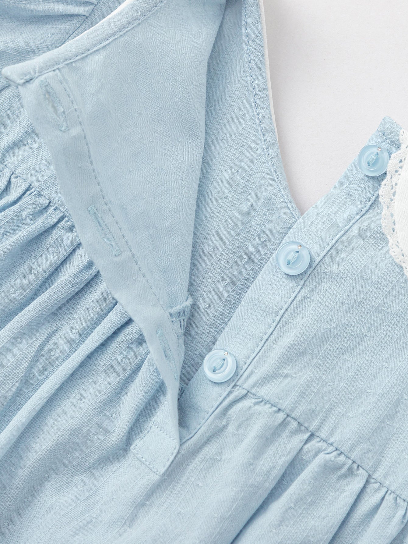 Balabala Girls Peter Pan Collar Dress White,Blue