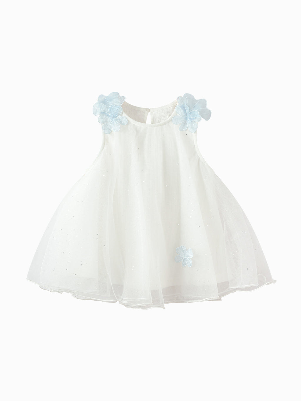 Balabala Girls Floral Tulle Dress White,Blue