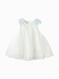 Balabala Girls Floral Tulle Dress White,Blue