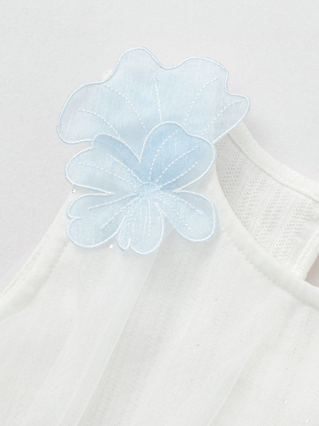 Balabala Girls Floral Tulle Dress White,Blue