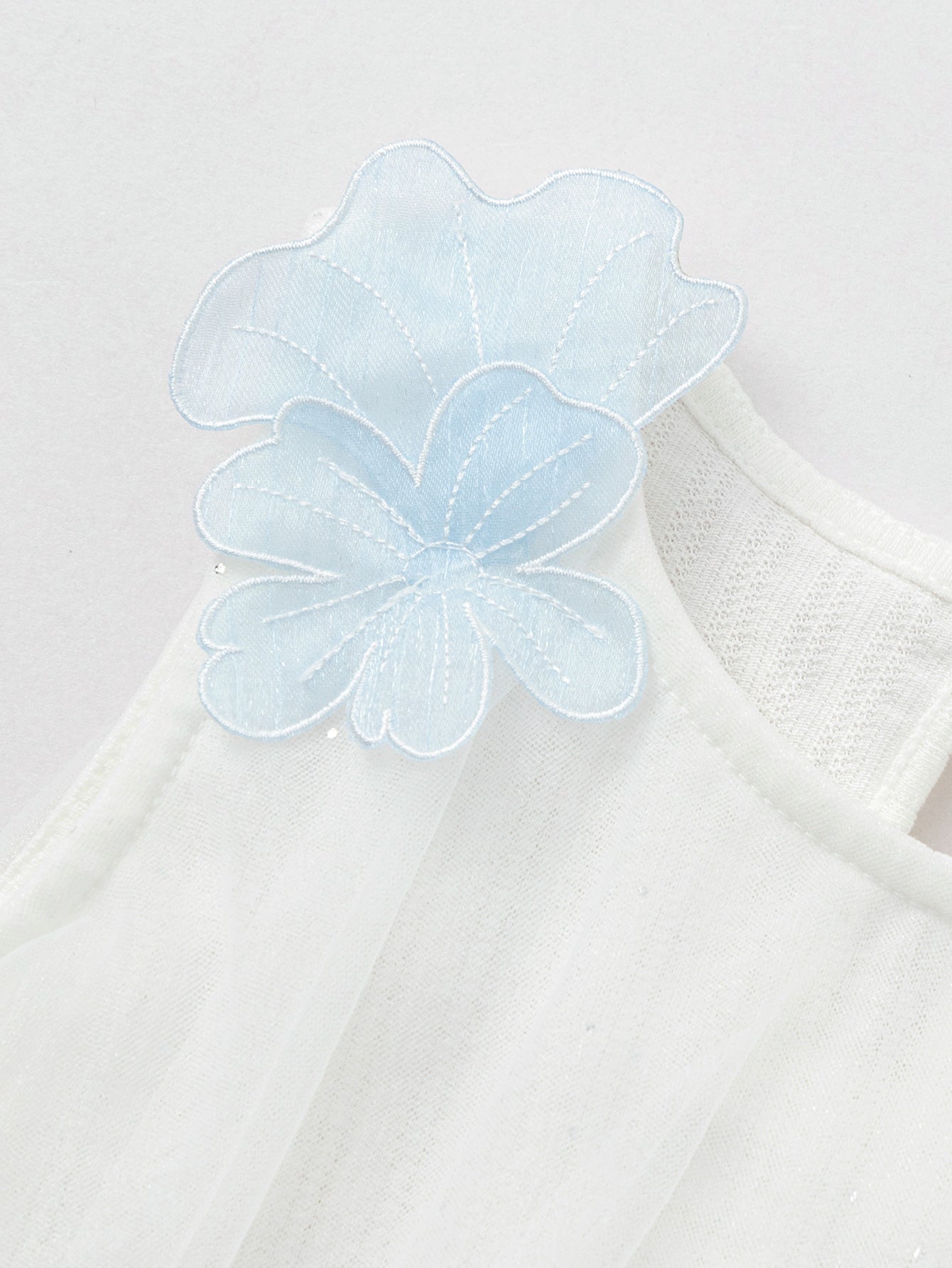 Balabala Girls Floral Tulle Dress White,Blue