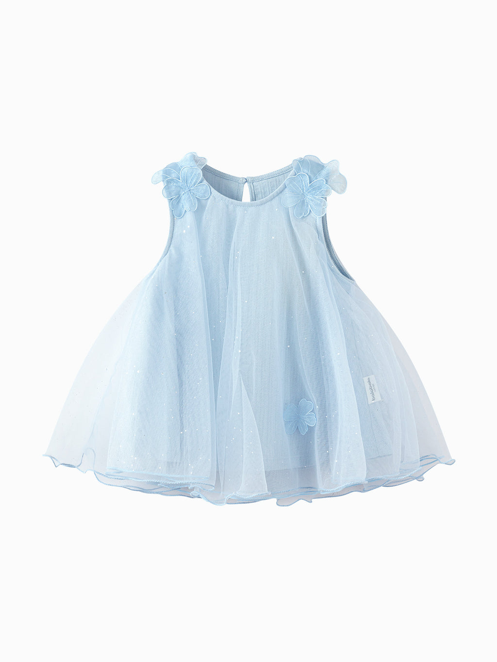 Balabala Girls Floral Tulle Dress White,Blue
