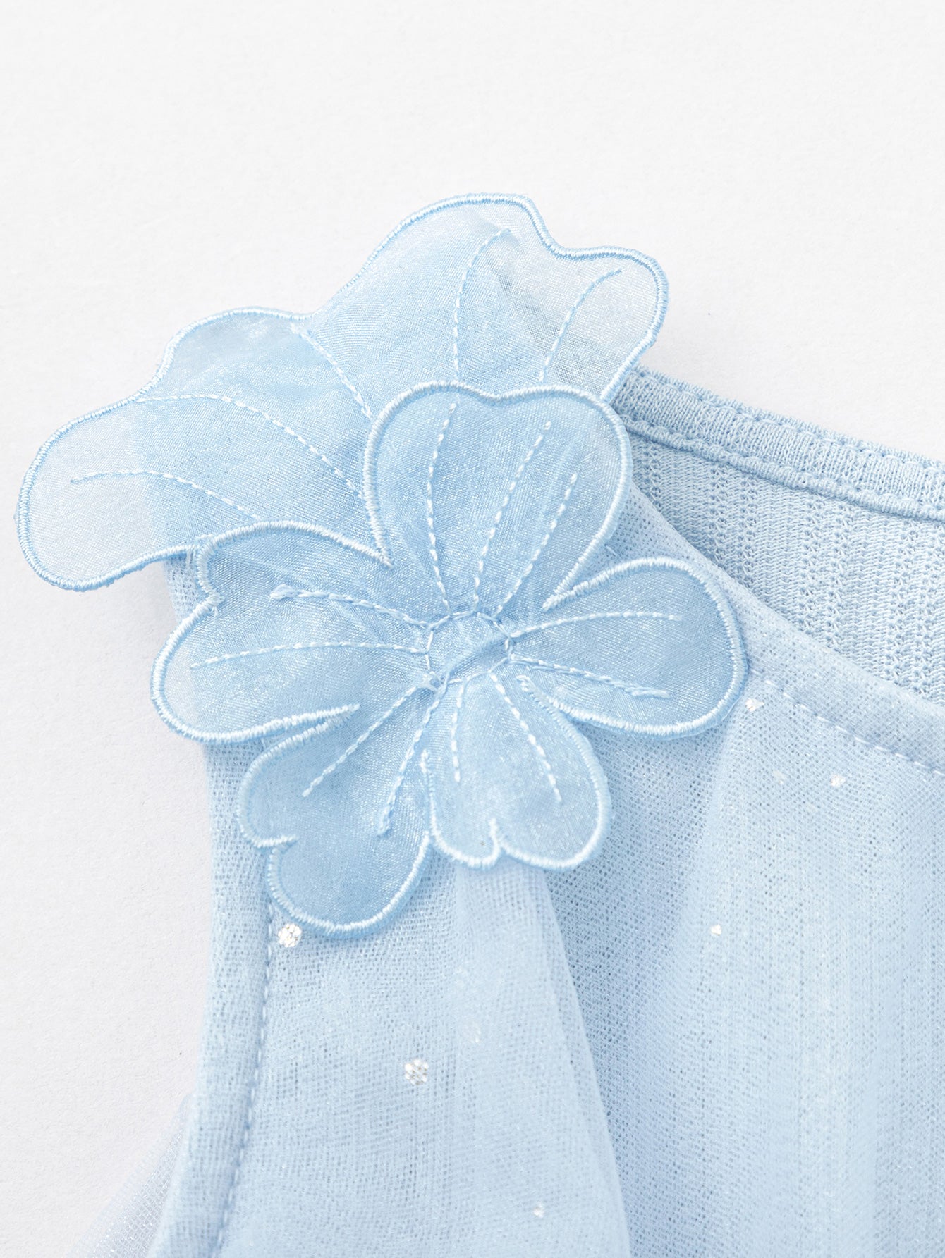 Balabala Girls Floral Tulle Dress White,Blue