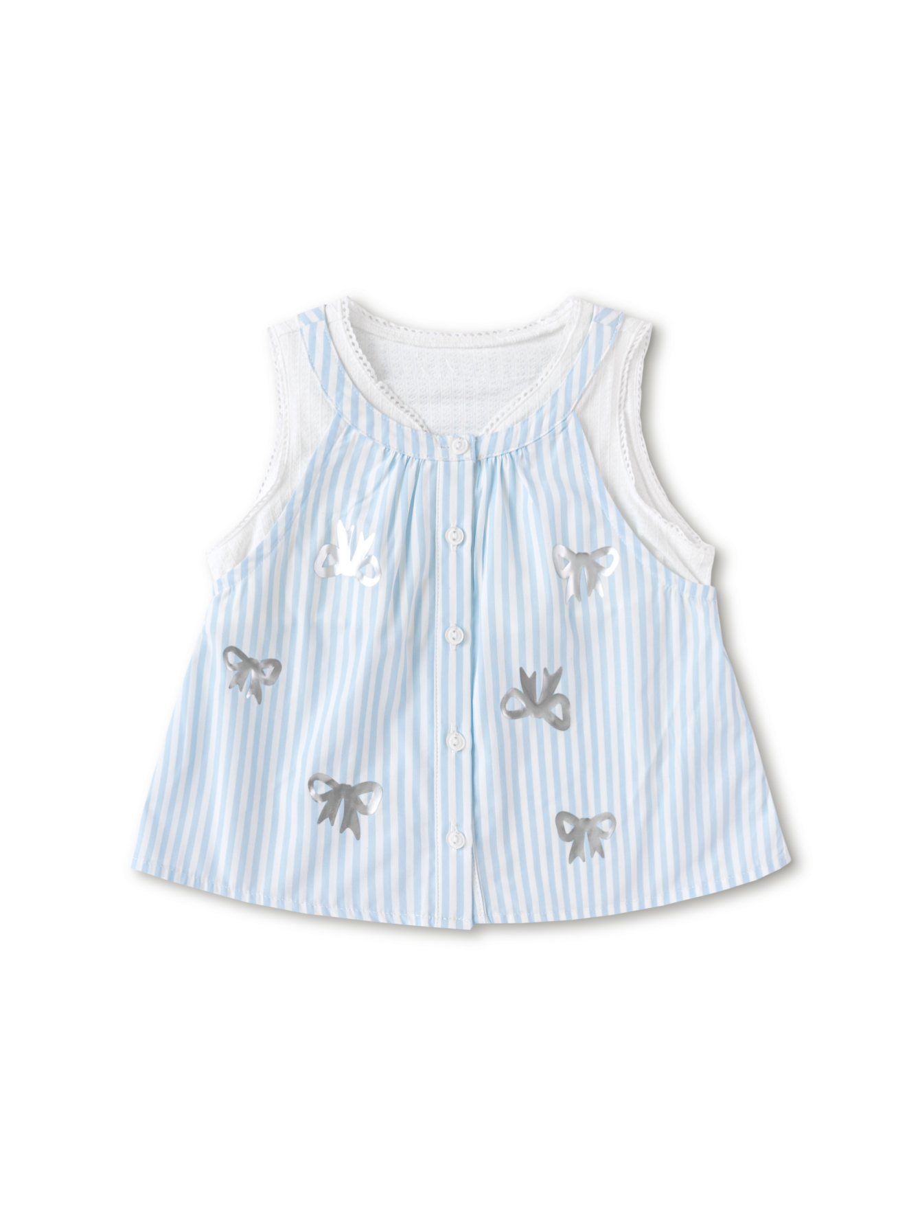 Balabala Girls Bow Striped Tank Top Blue