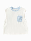 Balabala Boys Pocket Tank Top White,Lime Green