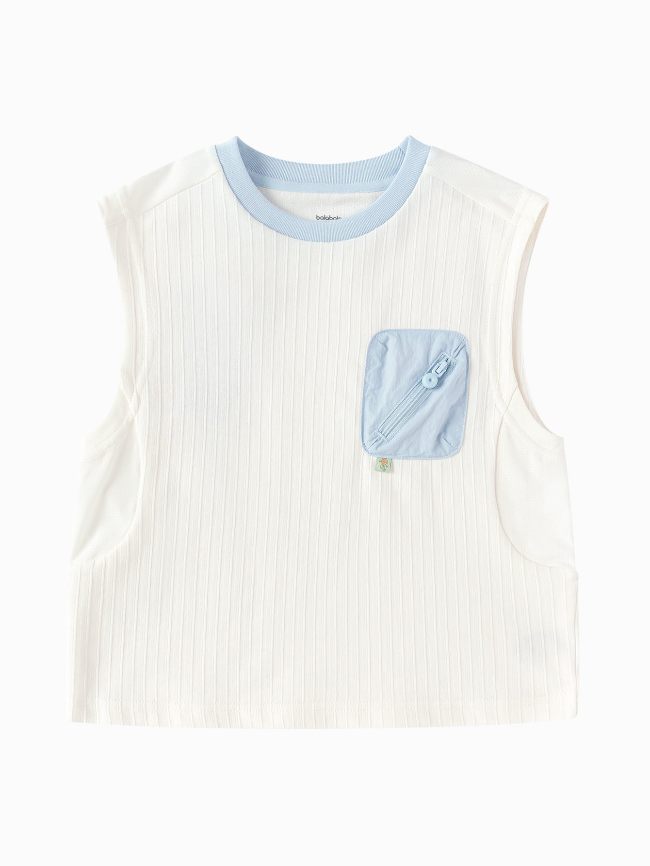 Balabala Boys Pocket Tank Top White,Lime Green