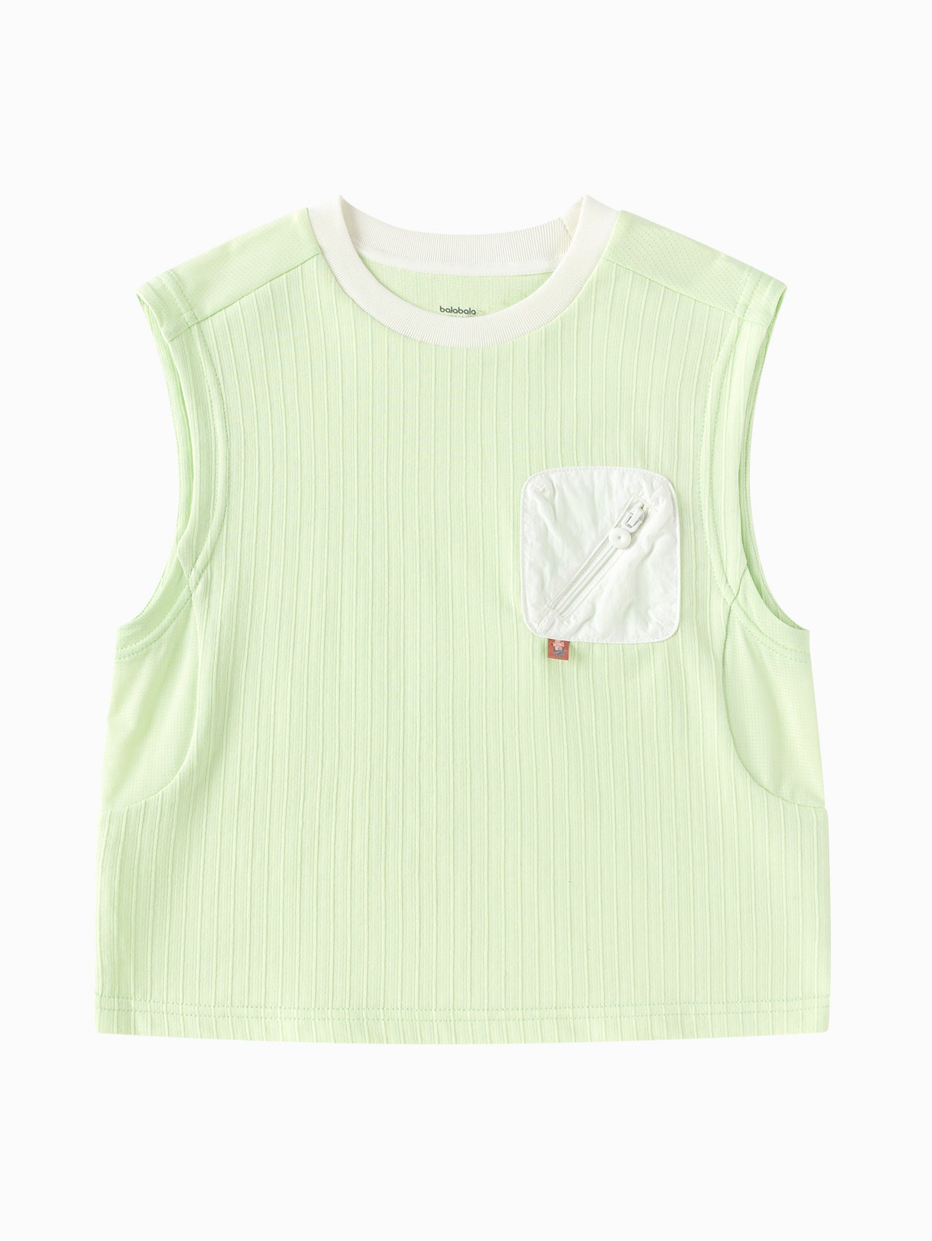 Balabala Boys Pocket Tank Top White,Lime Green