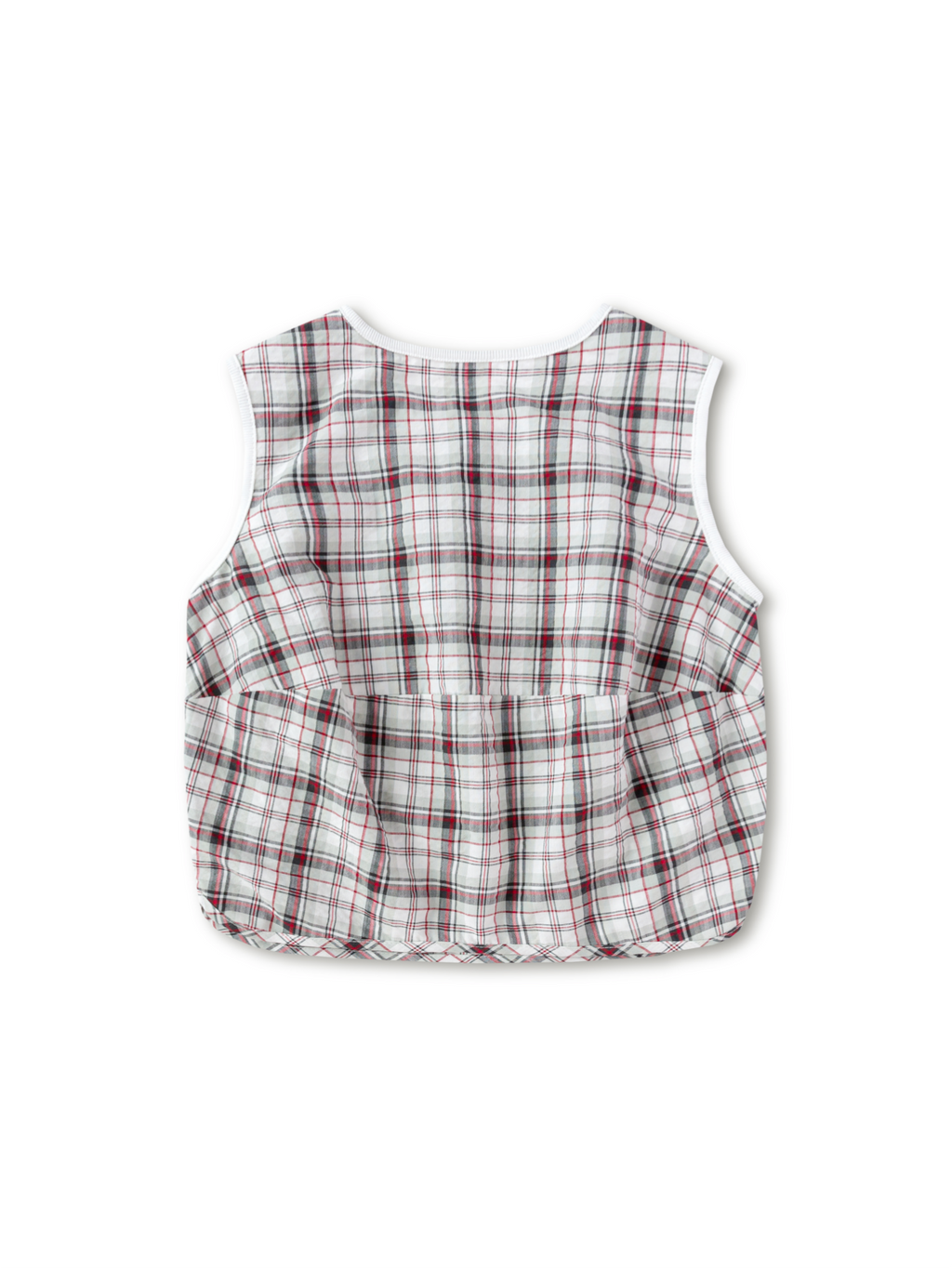 Balabala Girls Plaid Tank Top White Black