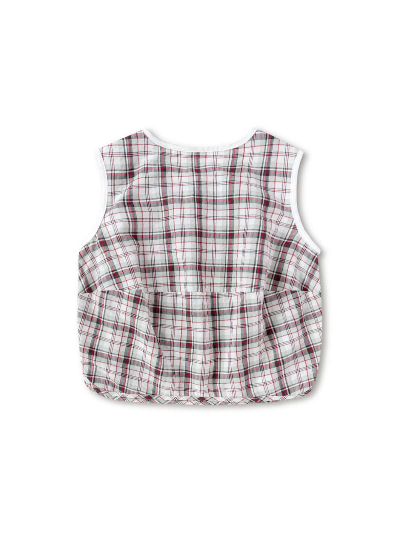 Balabala Girls Plaid Tank Top White Black