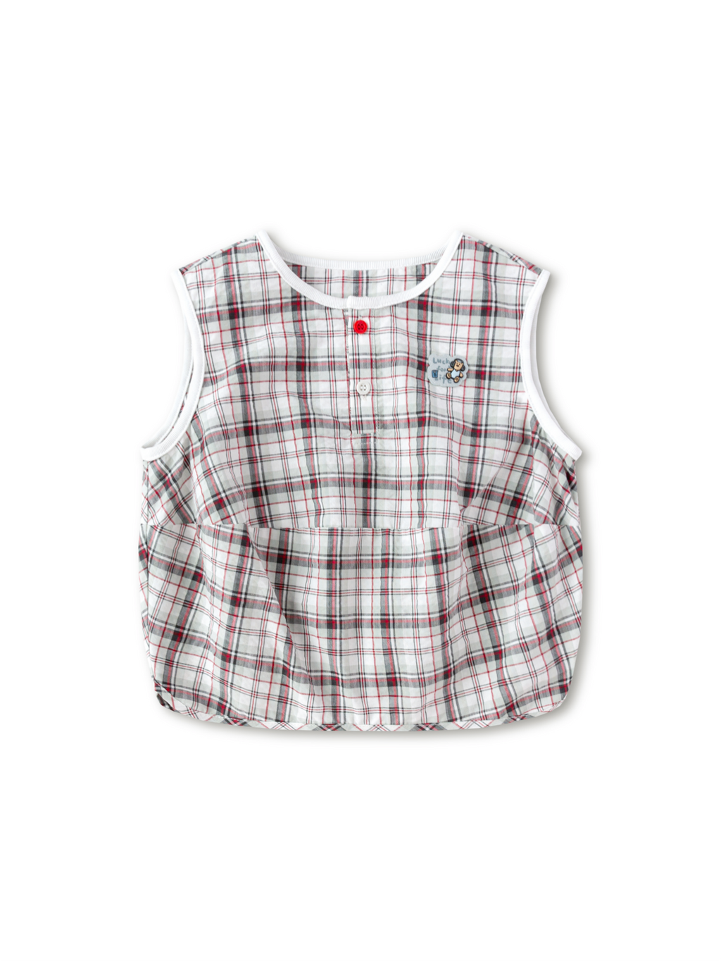 Balabala Girls Plaid Tank Top White Black