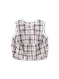 Balabala Girls Plaid Tank Top White Black