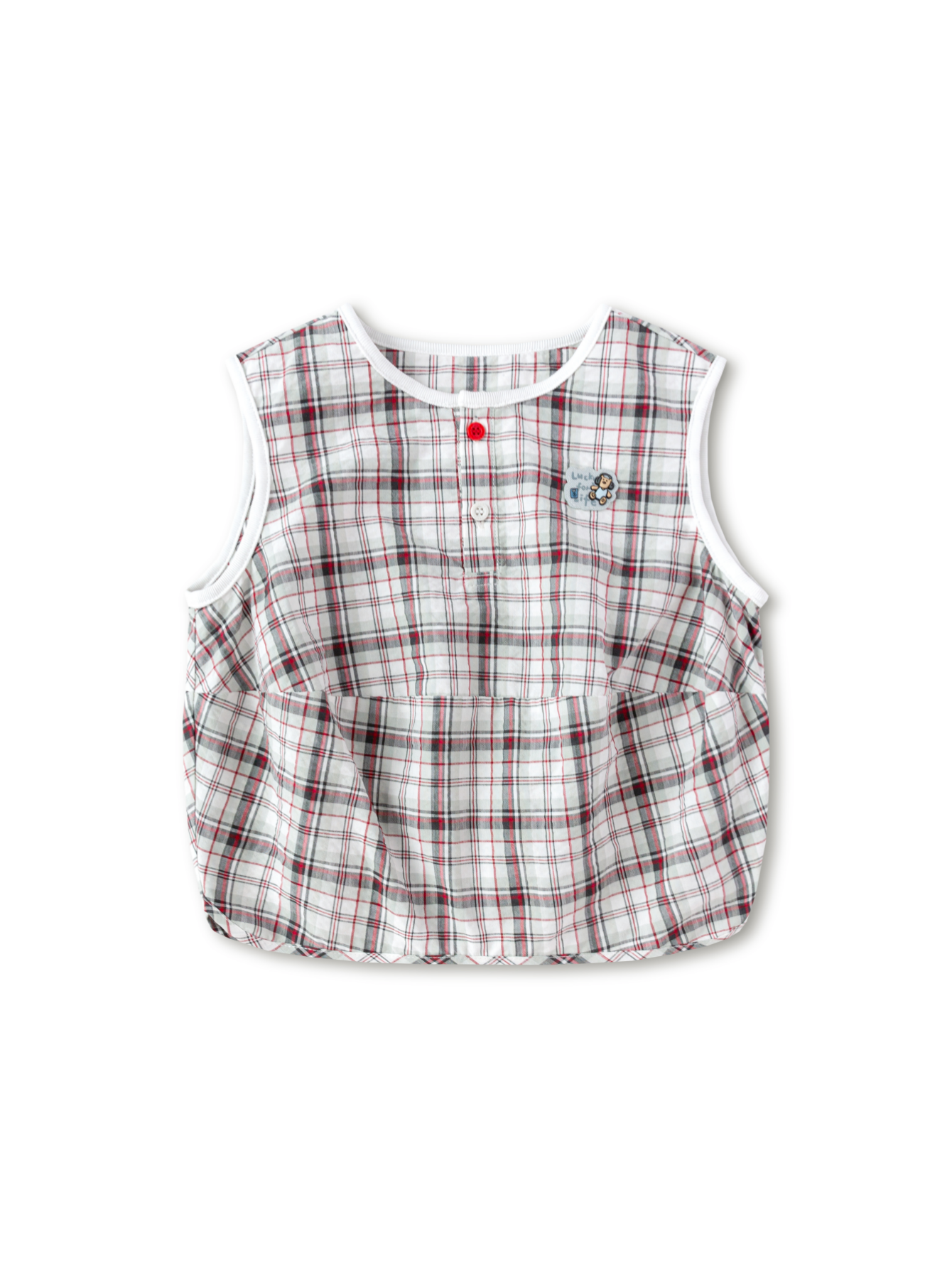 Balabala Girls Plaid Tank Top White Black