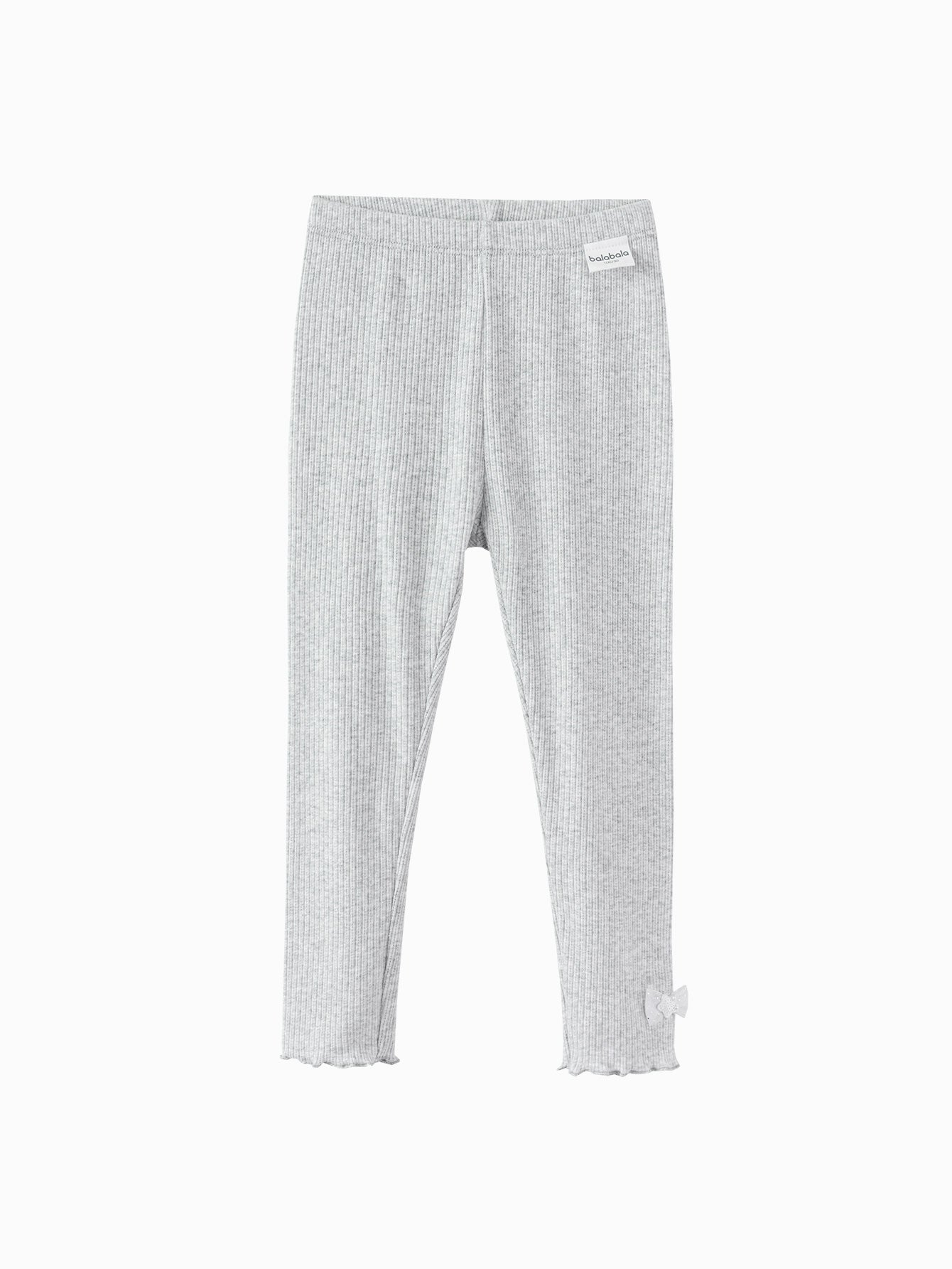 Balabala Girls Ribbed Leggings White,Gray