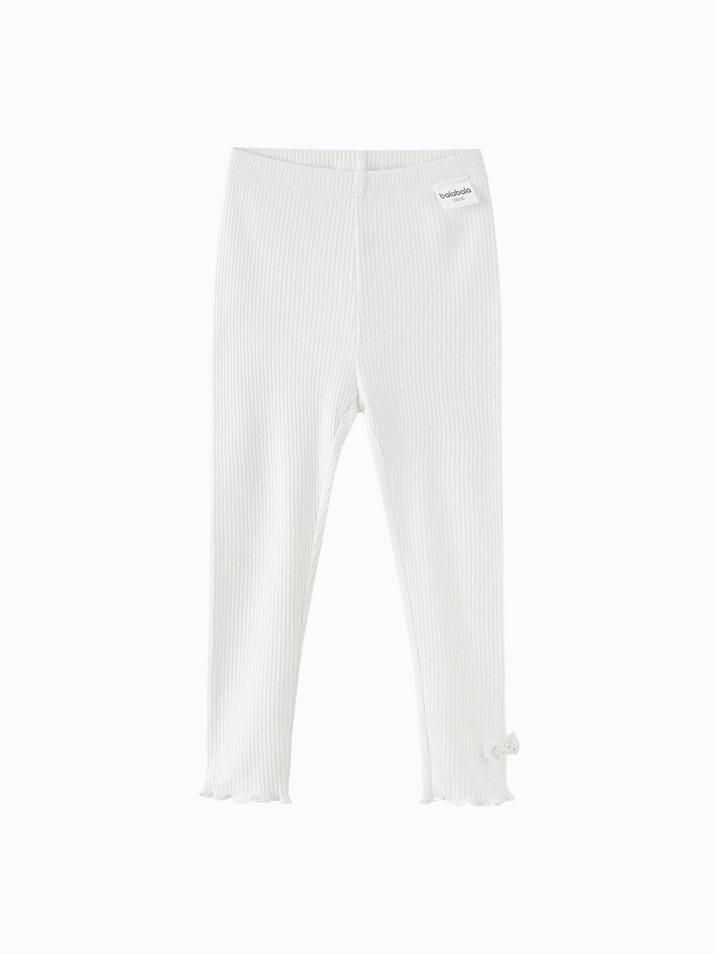 Balabala Girls Ribbed Leggings White,Gray