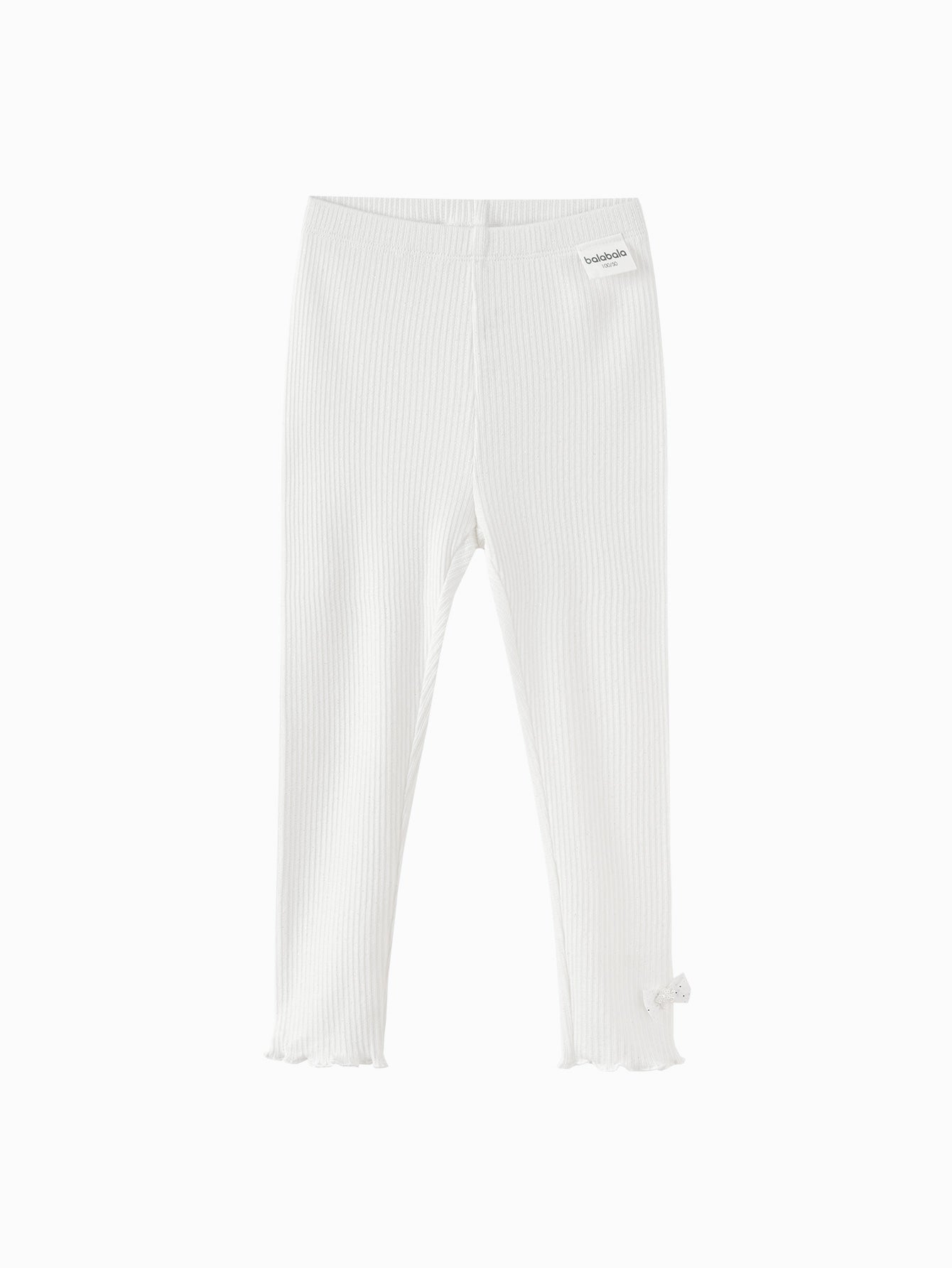 Balabala Girls Ribbed Leggings White,Gray