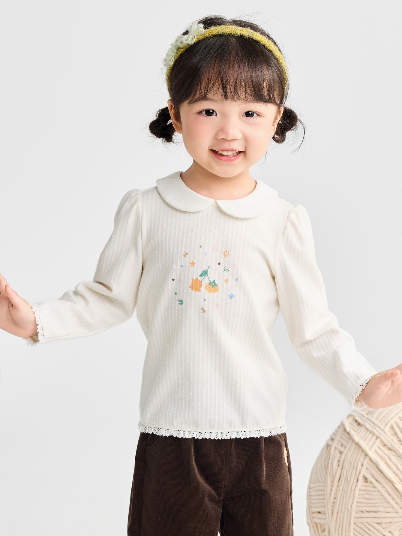 Balabala Long Sleeve T-Shirt Mint Green, Off-White, Ribbed Fabric