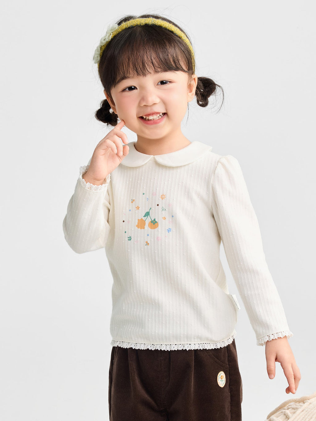 Balabala Long Sleeve T-Shirt Mint Green, Off-White, Ribbed Fabric