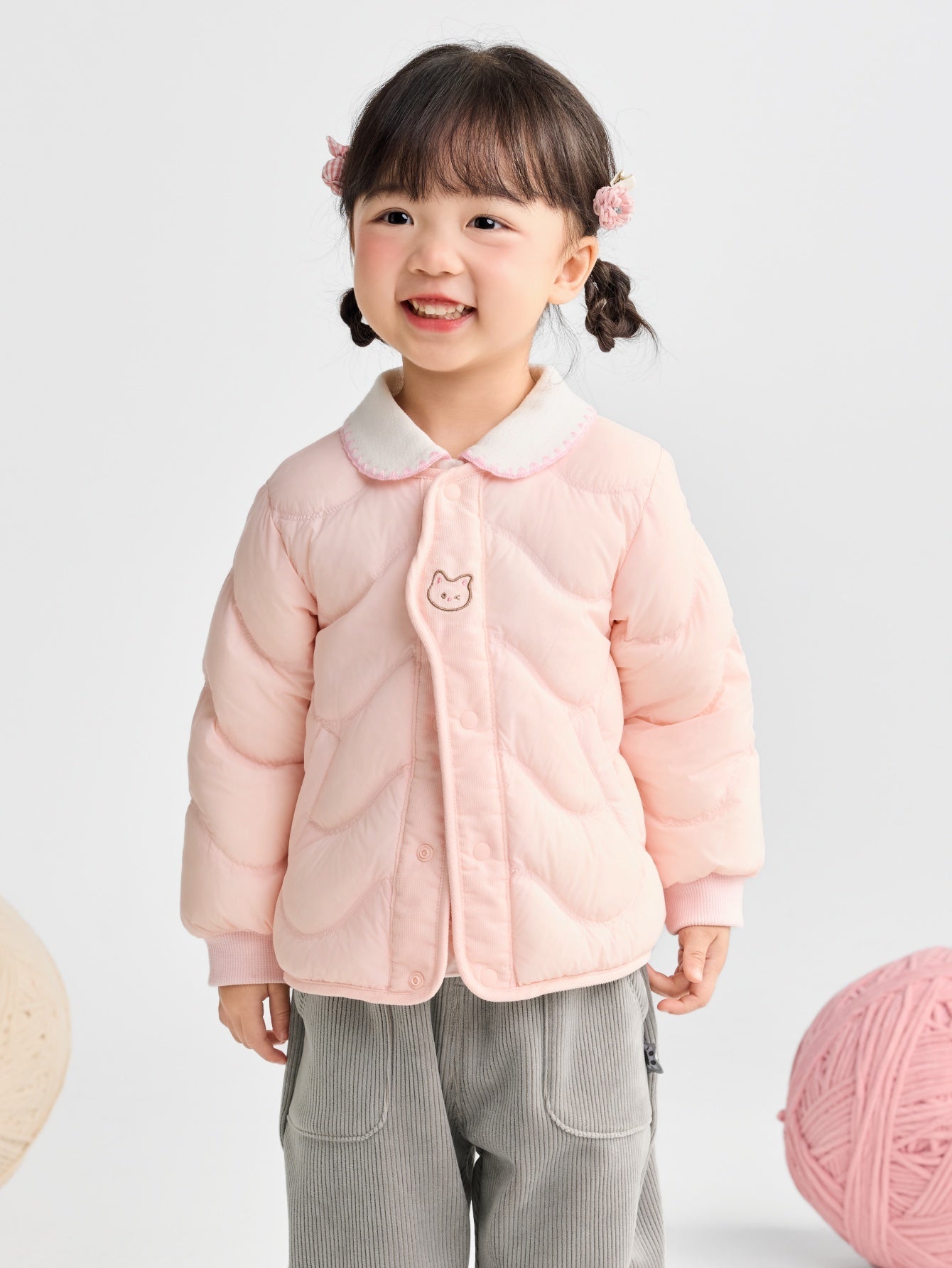 Balabala Coat Tan, Light Pink, Polyester