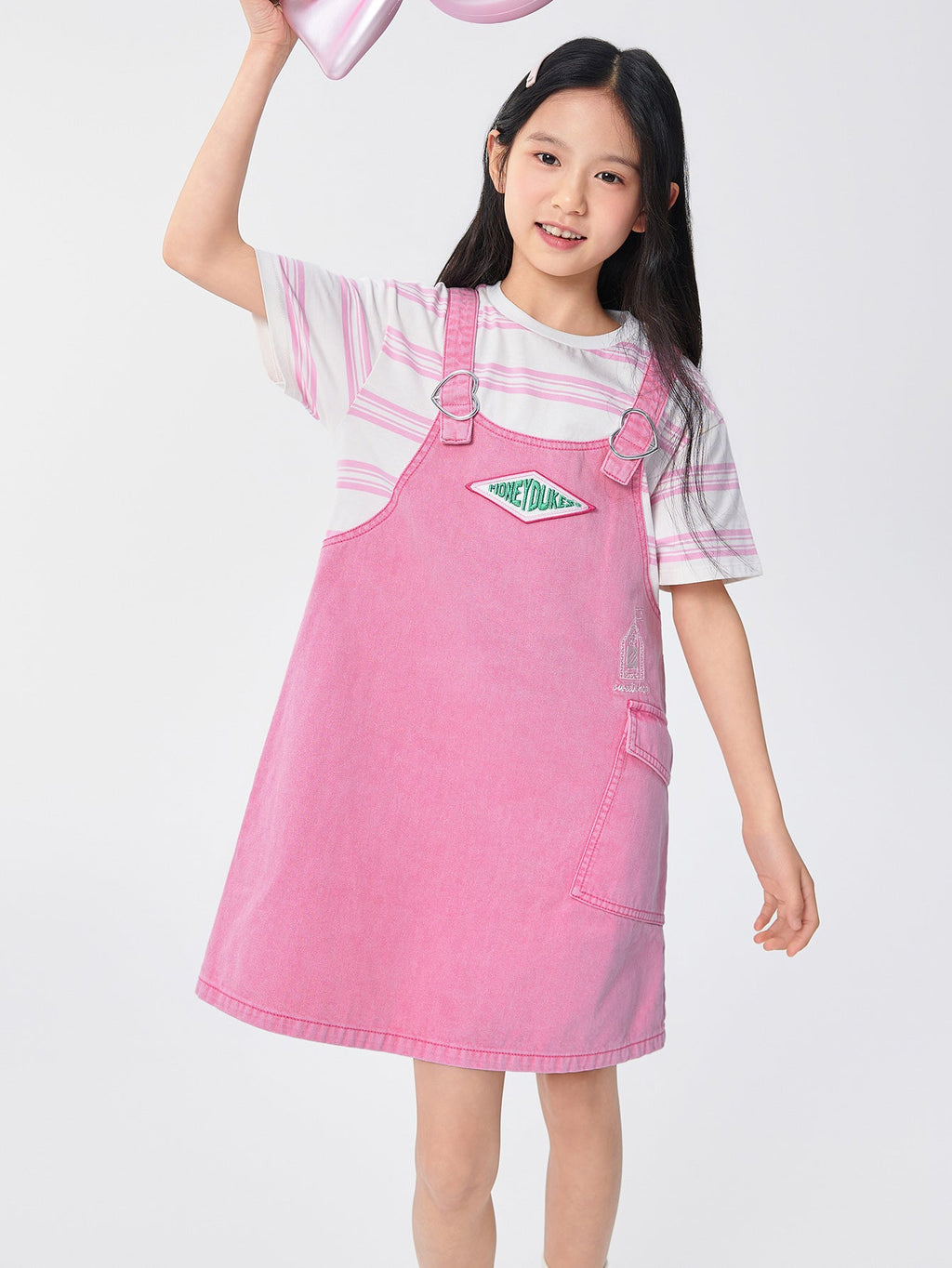 Balabala Dress Pink And White Cotton Blend