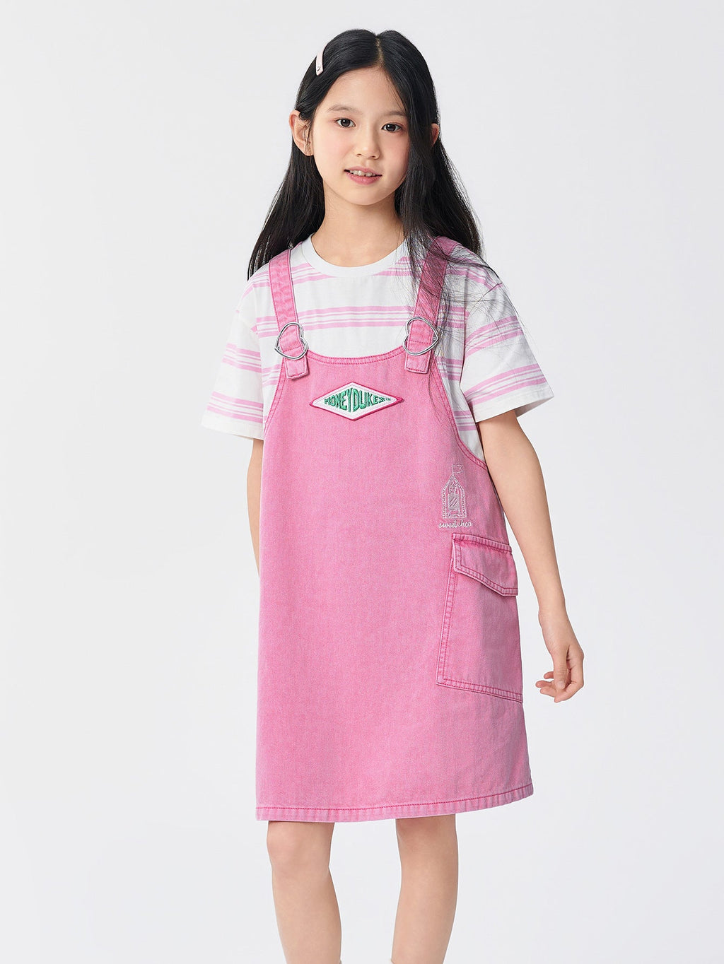 Balabala Dress Pink And White Cotton Blend