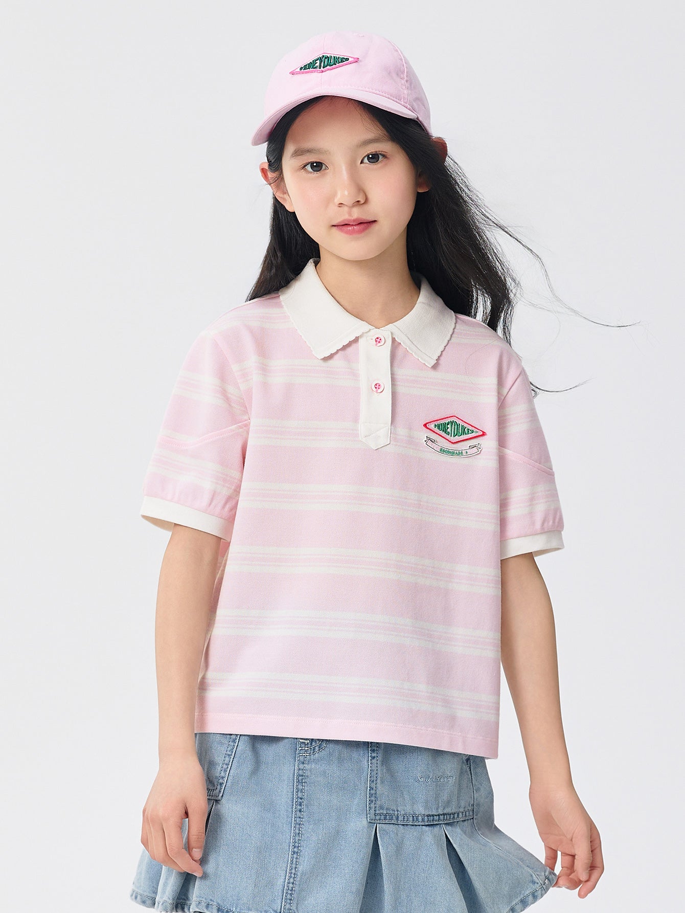 Balabala Polo Shirt Pink And White Striped