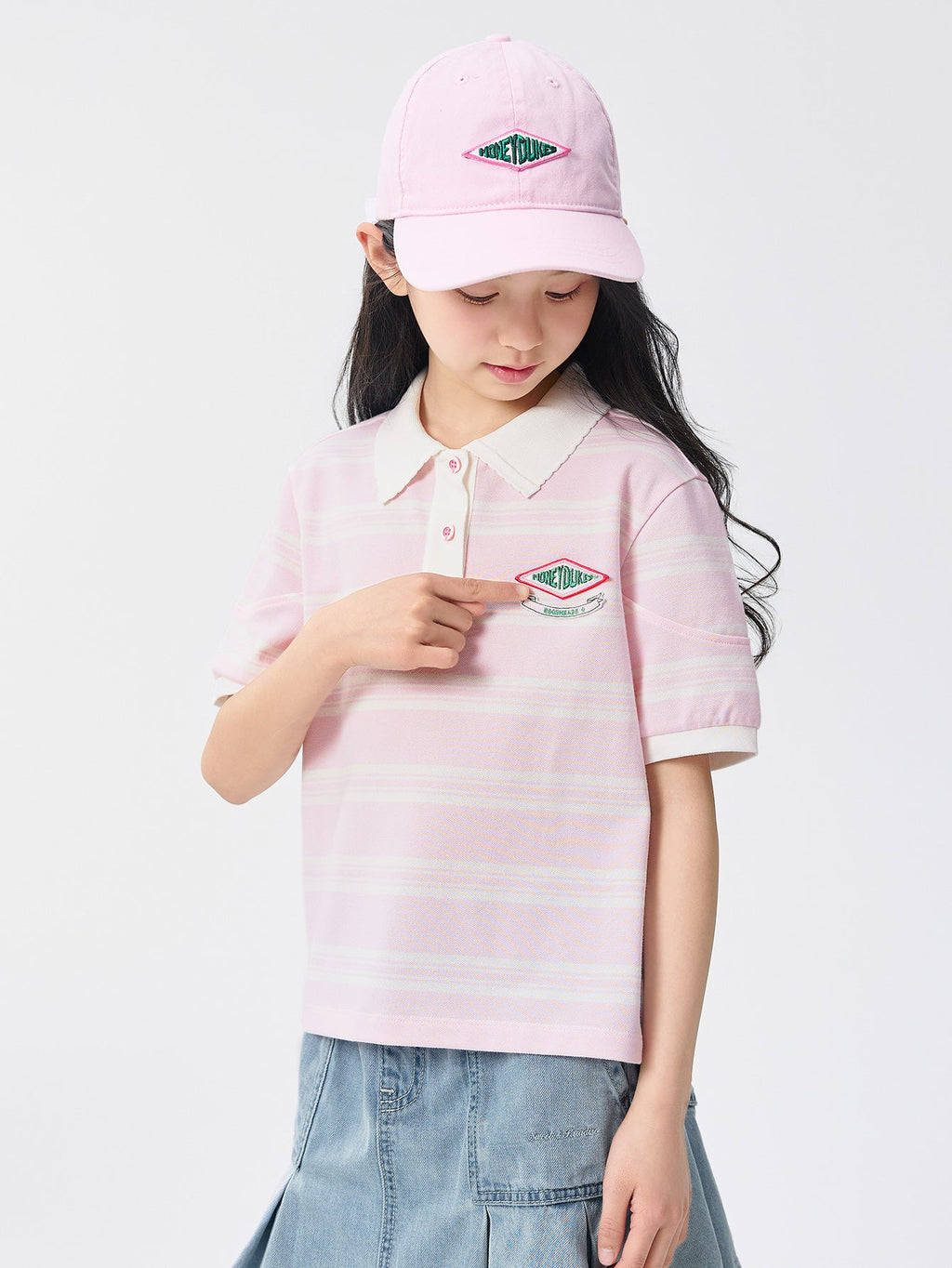 Balabala Polo Shirt Pink And White Striped