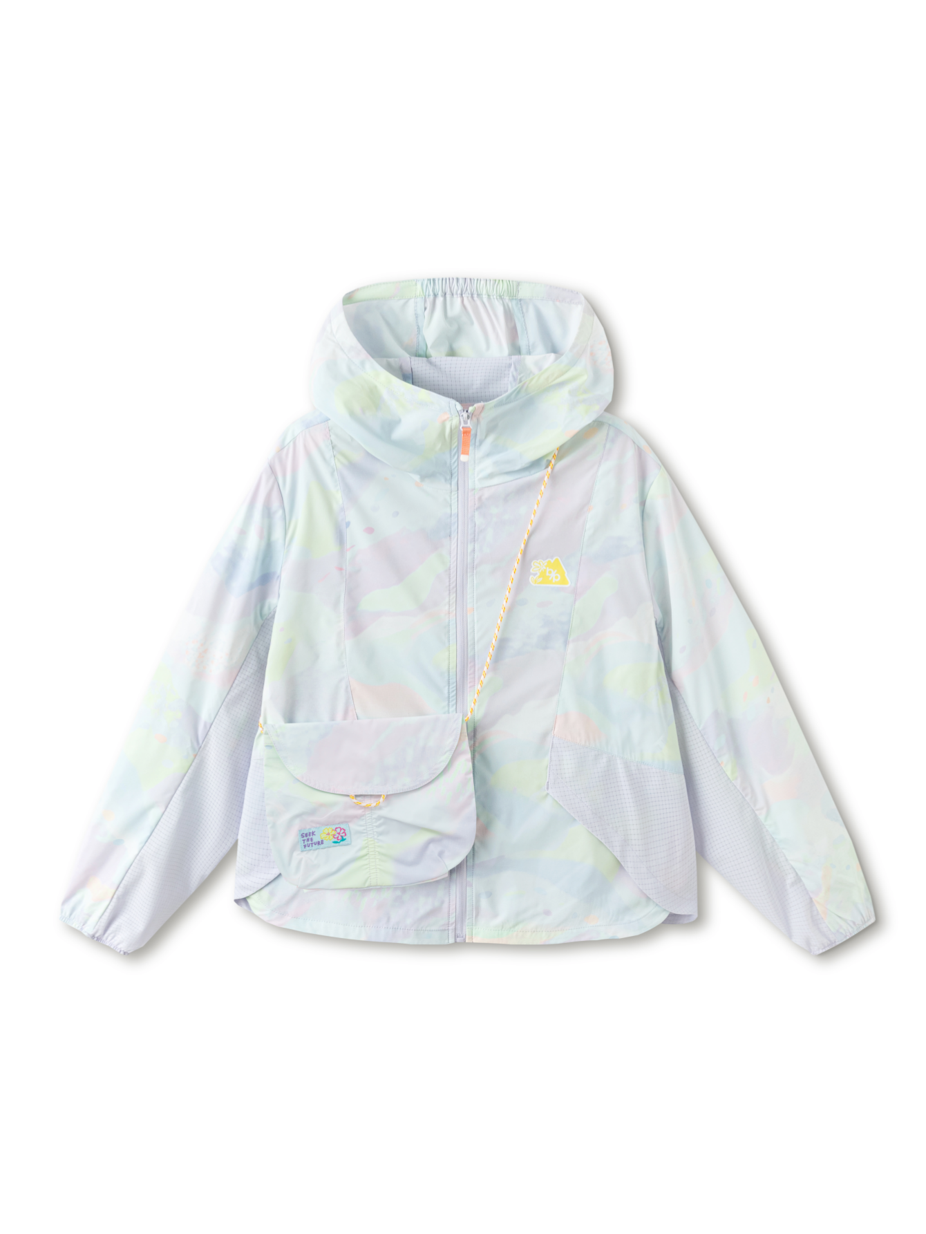 Balabala Girls Pastel Print Hooded Jacket Purple,Light Yellow
