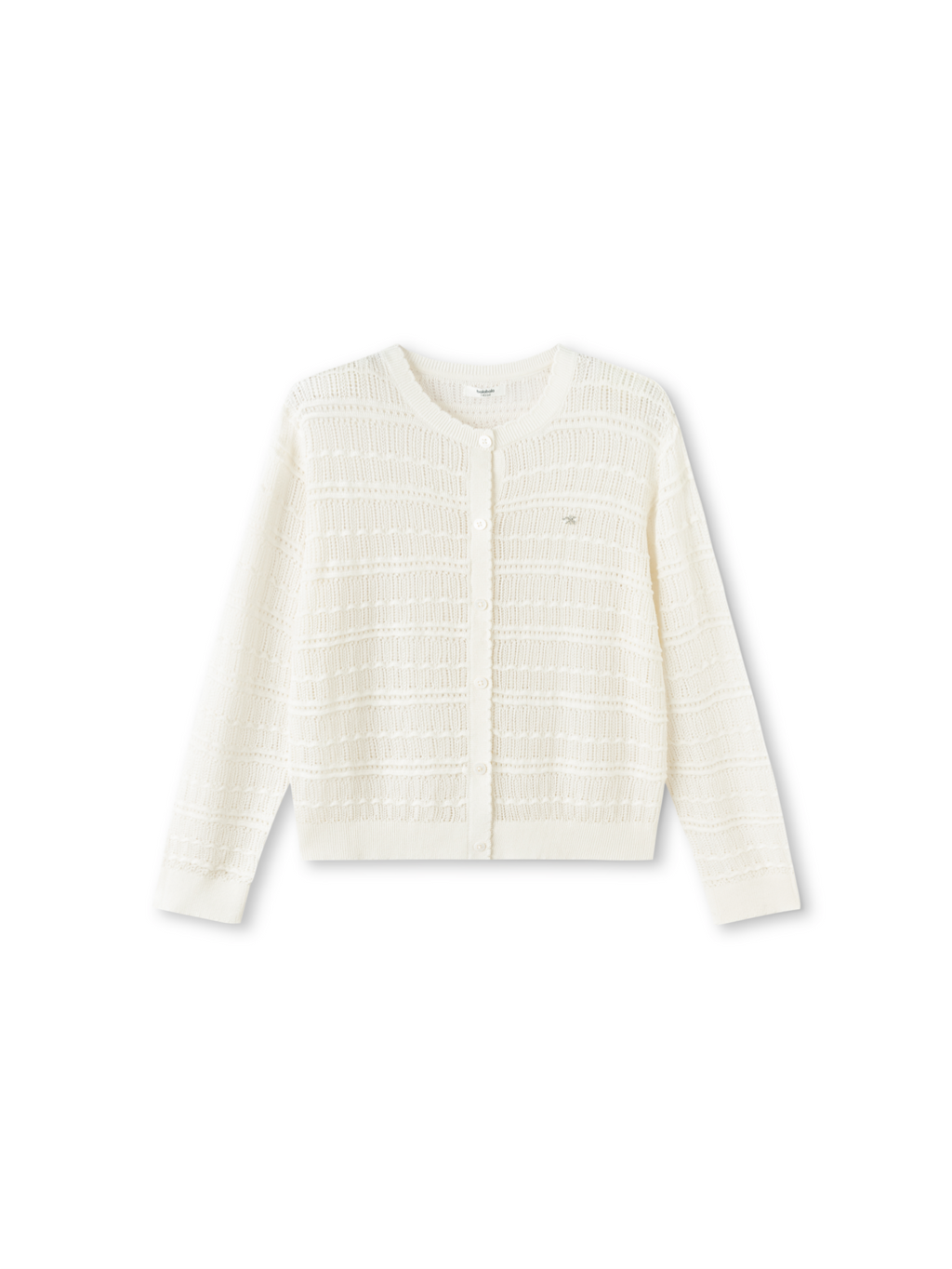 Balabala Girls Textured Knit Cardigan White Gray