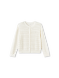 Balabala Girls Textured Knit Cardigan White Gray