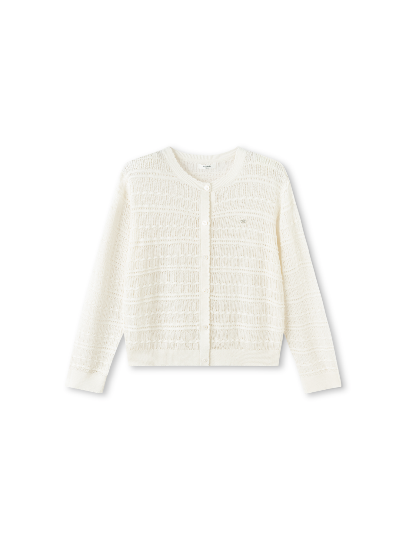 Balabala Girls Textured Knit Cardigan White Gray