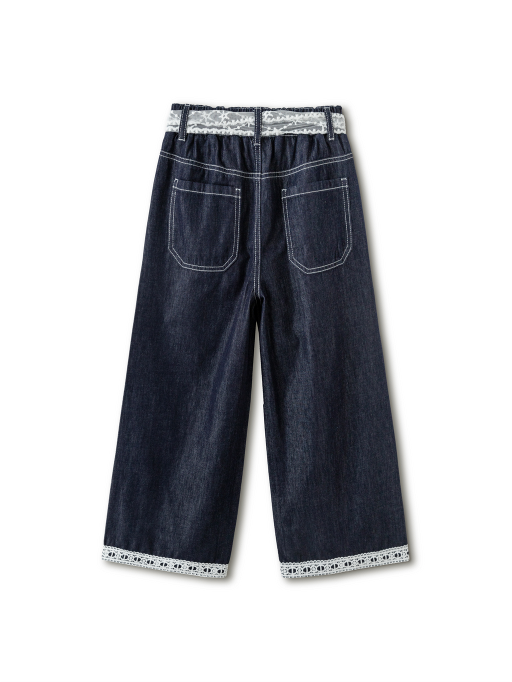 Balabala Girls Wide Leg Jeans Raw Wash