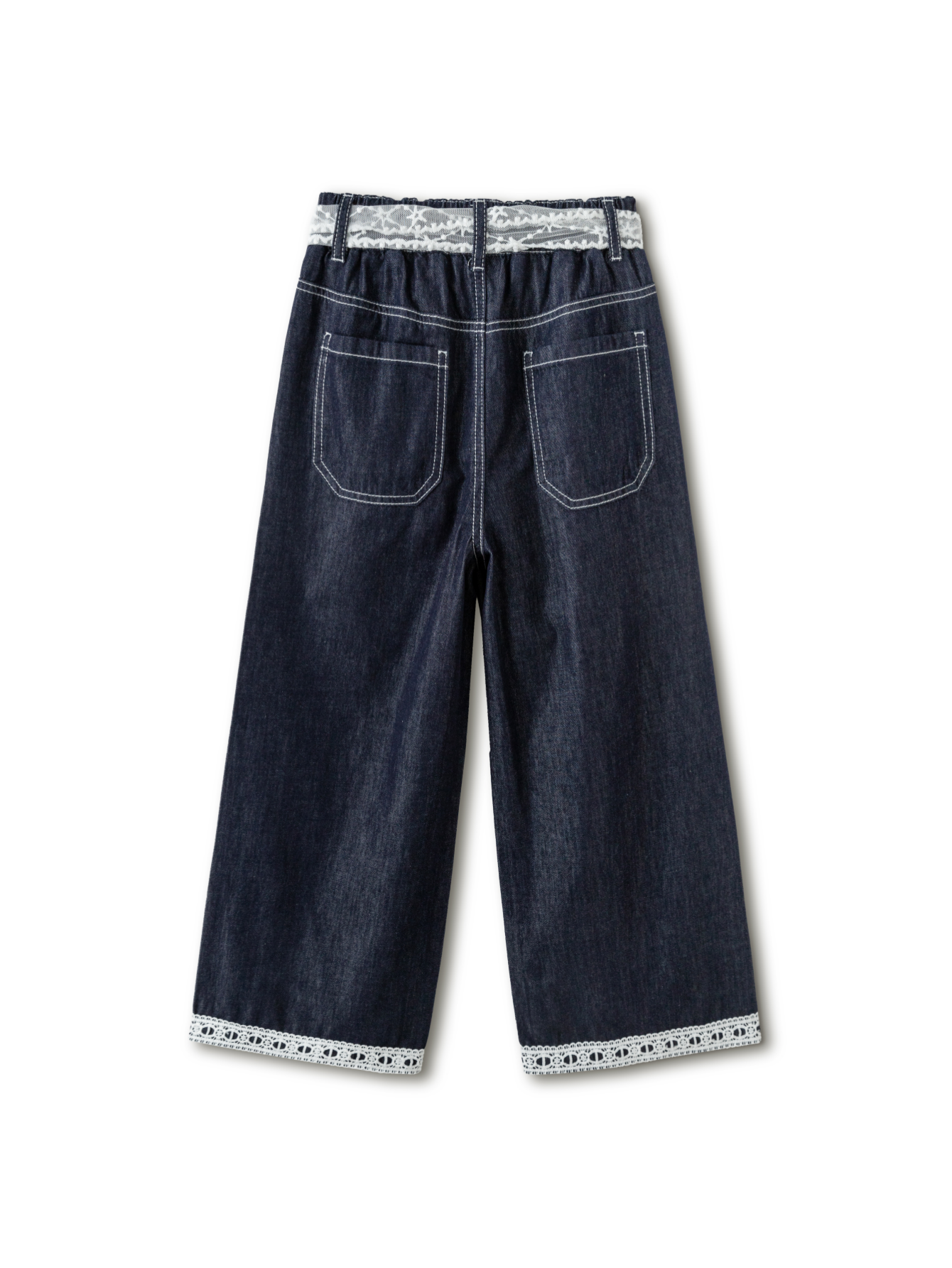 Balabala Girls Wide Leg Jeans Raw Wash
