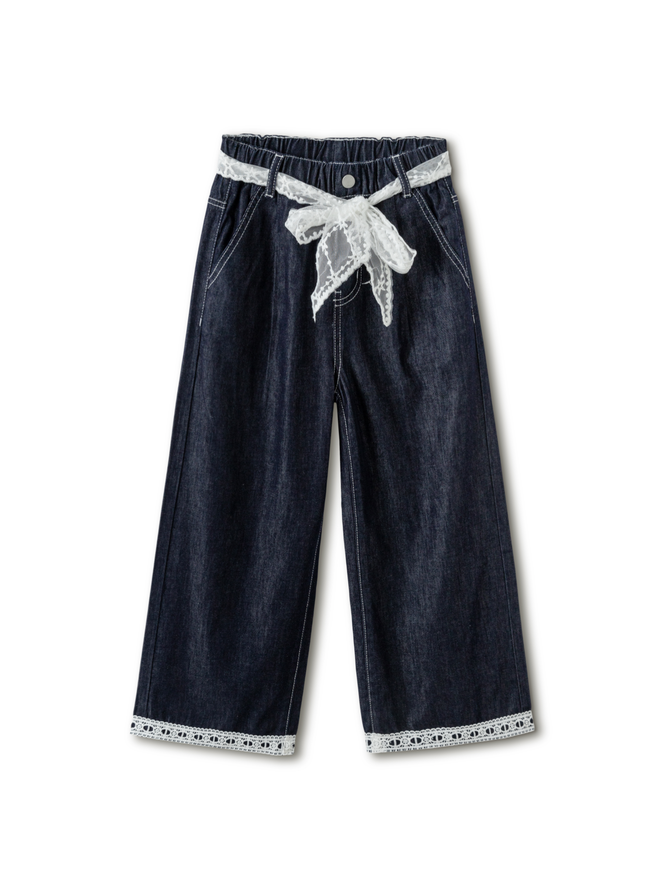 Balabala Girls Wide Leg Jeans Raw Wash
