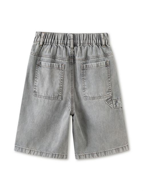 Balabala Boys Denim Shorts Gray,Blue,Raw Wash