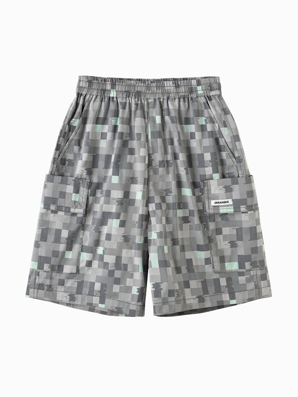 Balabala Boys Pixel Print Shorts Gray,Olive Green