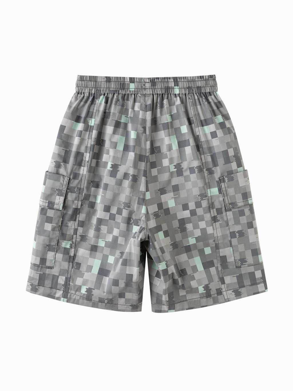 Balabala Boys Pixel Print Shorts Gray,Olive Green