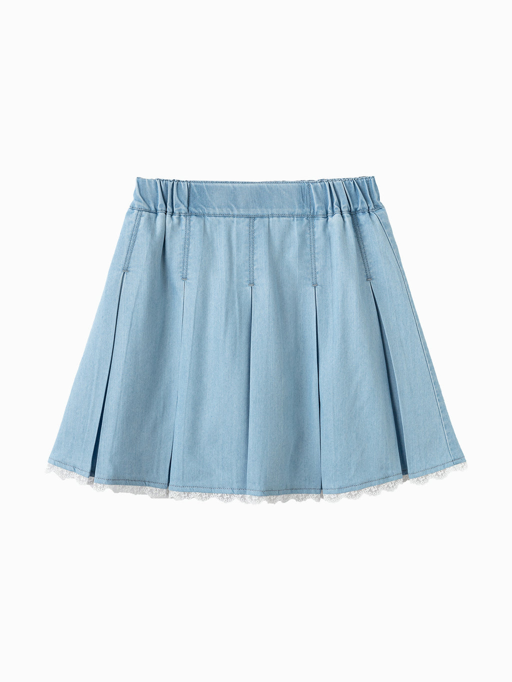 Balabala Girls Trim Pleated Skirt Light Blue