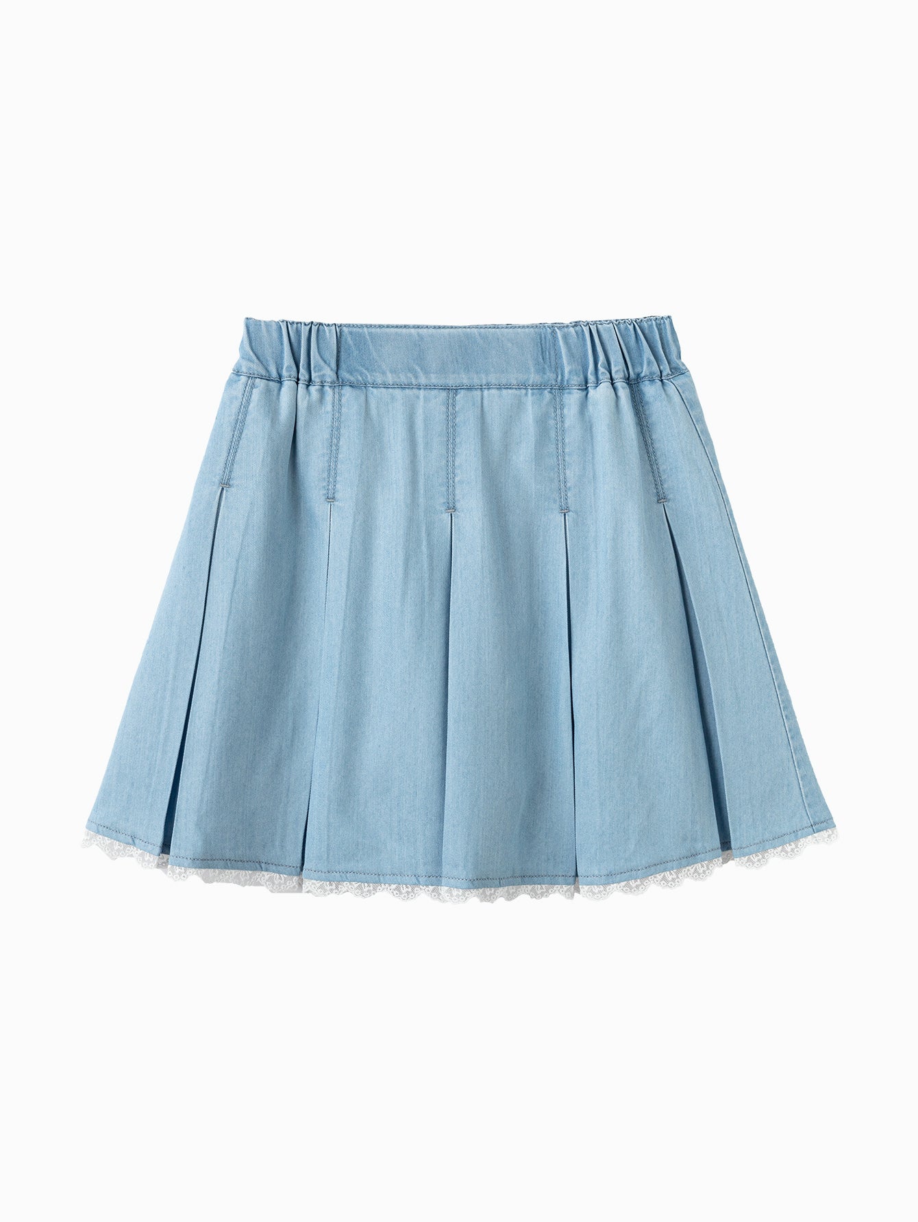 Balabala Girls Trim Pleated Skirt Light Blue