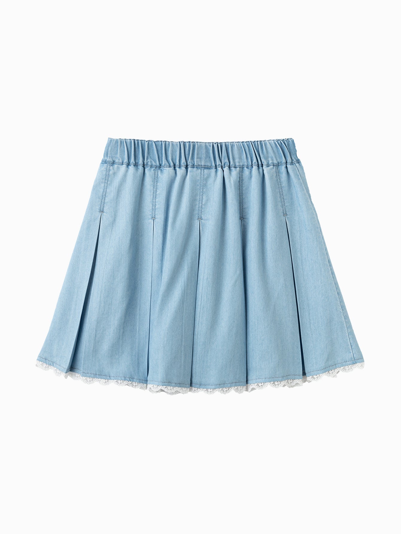 Balabala Girls Trim Pleated Skirt Light Blue